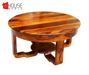 Okrągły drewniany stolik kawowy 90 cm