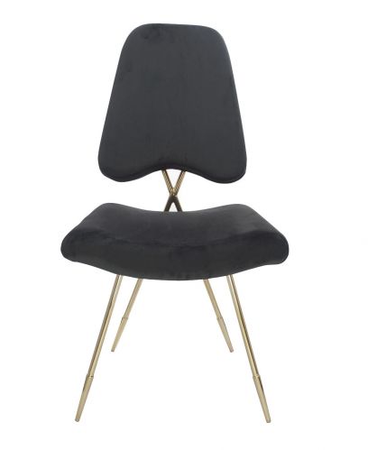 Krzesło tapicerowane czarnym welurem na złotych nogach